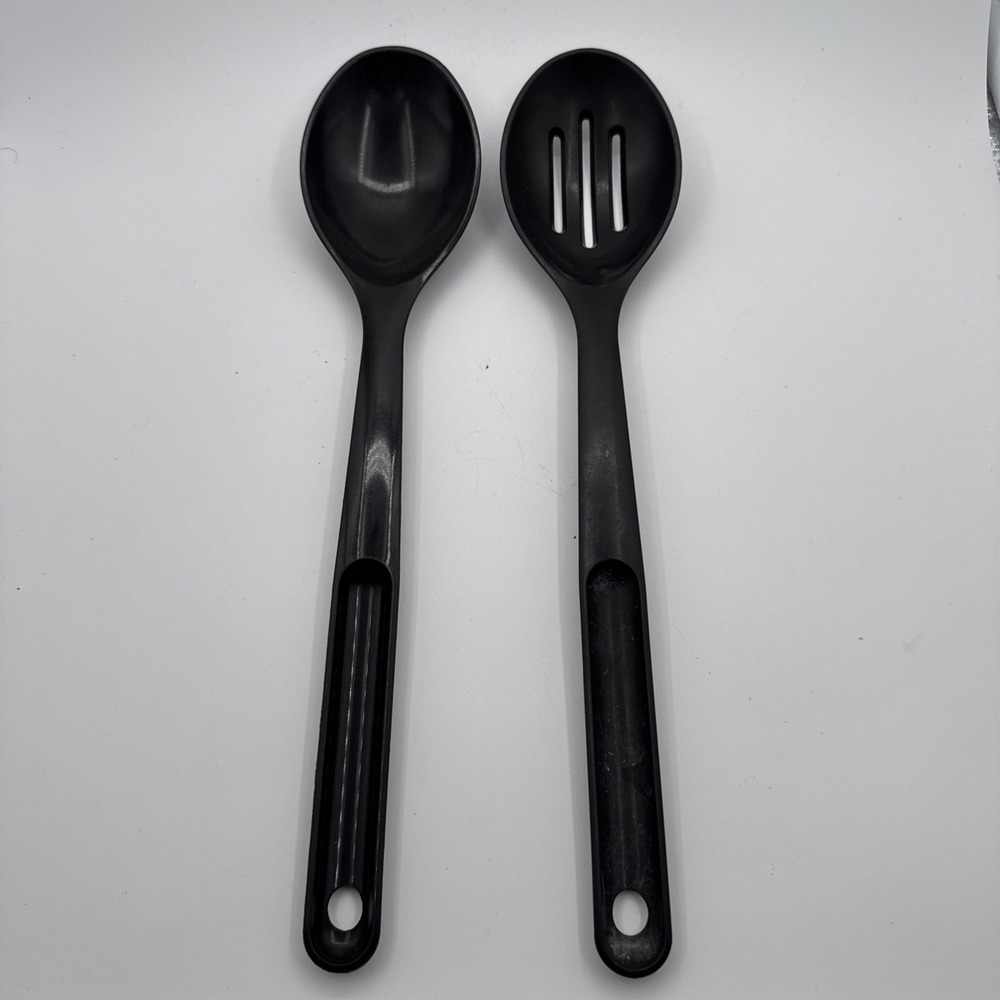 Set Of 2‎ Vintage Tupperware Nylon Slotted & Solid Serving Spoon 12"